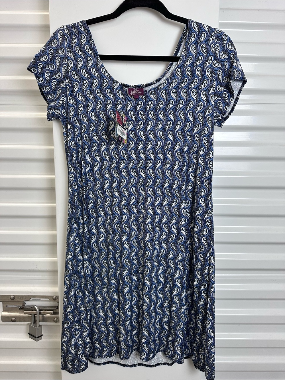 Salaam Blue Paisley Short Sleeve Dress